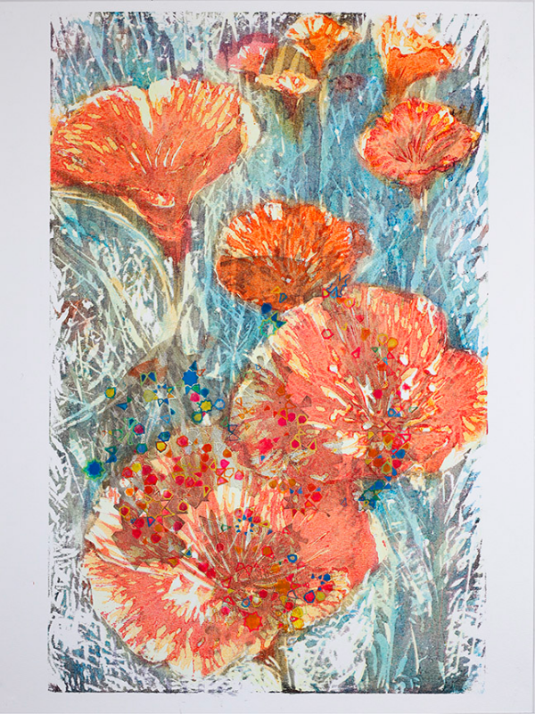 Bushra Gill - Poppies Patterned Fuchsia {SOLD}