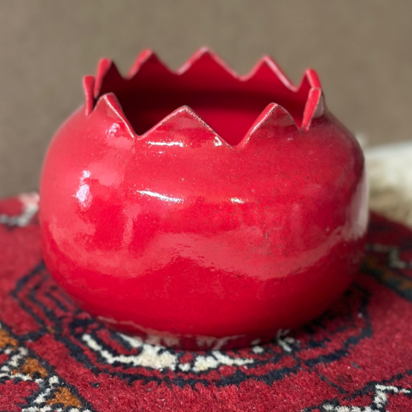 Artist: Mubarra Ahmadyar Title: Trauma Granate II Size: 5.5"x 4" Medium: Ceramic with wool carpet Price: NFS