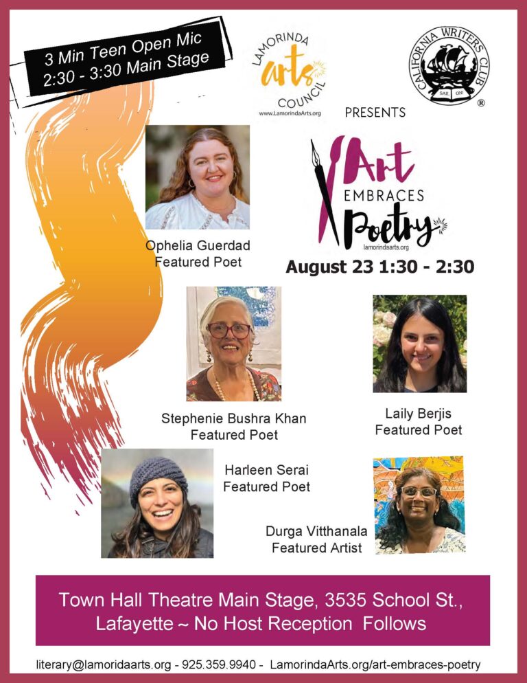 Poster showing images of poets who will present at event.