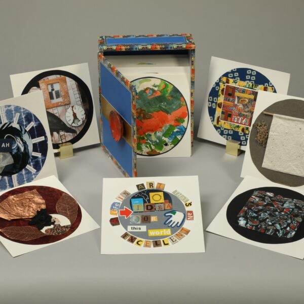 Image showing a group of colorful circular objects resembling CDs.