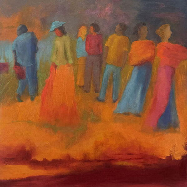 Image showing abstract painting of group walking together.