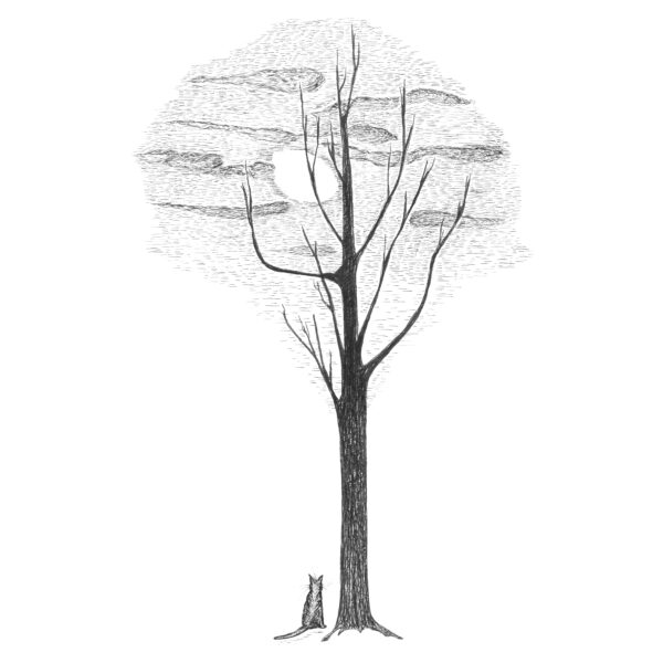 Print showing a tree against a white background