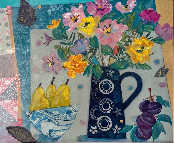 Lois Reynolds Mead - Plums, Pears, and Blue Pitcher