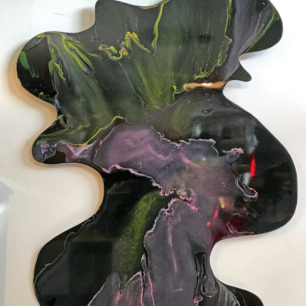 Image showing amorphous aluminum sculpture in shades of green and purple
