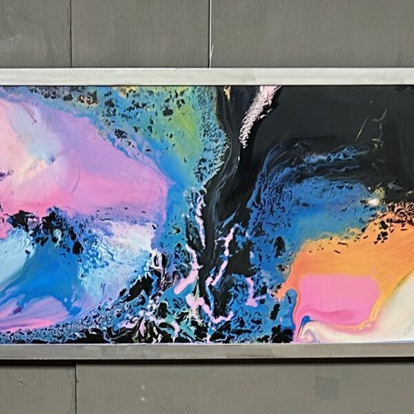 Image shows abstract painting in various hues