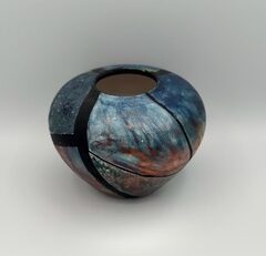 Kate Chenok - Raku Pot with Multicolored Sections