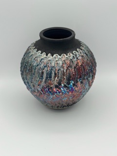 Kate Chenok - Textured Raku Pot with Rainbow Glaze