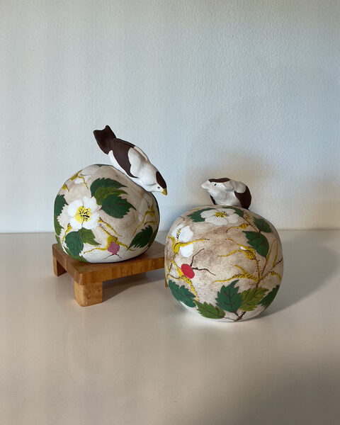 Barbara Wheat - 2 Garden Globes with Birds