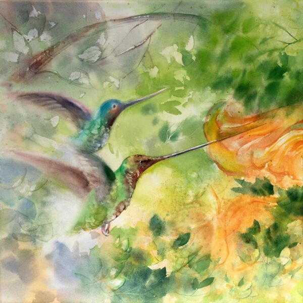 Julie Cohn - Sword-Billed Hummingbird and Friend
