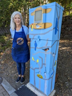 Trail Birds by Donna Brown is located on Orinda Way across the street from the fire station.