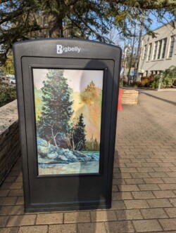 Water color painting by George Ehrenhaft in front of the Orinda Community Center