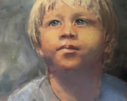 Artist: Leslie Golden
Title: "Wels in Blue"
Size: 11” x 14”
Media: Oil on Canvas
NFS