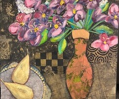 Artist: Lois Reynolds Mead
Title: Golden Pears
Medium: Acrylic Collage
Size: 16" x 16"
Price: $200