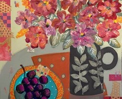 Artist: Lois Reynolds Mead
Title: Grapes
Medium: Acrylic Collage
Size: 16” x 16”
Price: $200