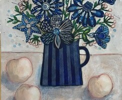 Artist: Lois Reynolds Mead
Title: Indigo and Peach
Medium: Acrylic Collage
Size: 16” x 16”
Price: $200