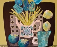 Artist: Lois Reynolds Mead
Title: Tulips
Medium: Acrylic Collage
Size: 16” x 16”
Price: $200