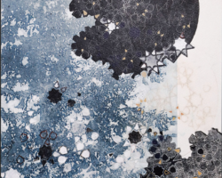 Artist: Bushra Gill
Title: Black Moon
Size: 10 x10 x 1.5
Medium: Vitreograph Print with Embossed Woodcut, Texture Paste, Handpainting mounted on Wood Panel
Price: $150