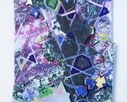 Artist: Bushra Gill
Title: Masking
Size: 3" x 4"
Medium: Image Transfer, Silkscreen, Paint, Laser Cut Wood
Price: $100