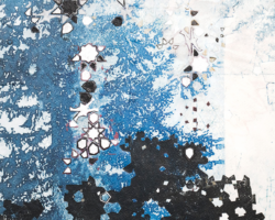 Artist: Bushra Gill
Title: Rising Shadows
Size: 10 x10 x 1.5
Medium: Vitreograph Print with Embossed Woodcut, Texture Paste, Handpainting mounted on Wood Panel
Price: $150
