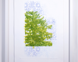 Artist: Bushra Gill
Title: Sentinel-Lime Yellow
Size: 15" x 22"
Medium: Vitreograph Print from three Laser Etched and Sandblasted Plates, Variable Edition
Price: $350